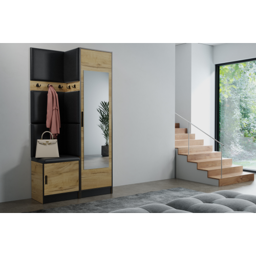 Priekšnama komplekts Roj 11 ozols craft/melna eco āda